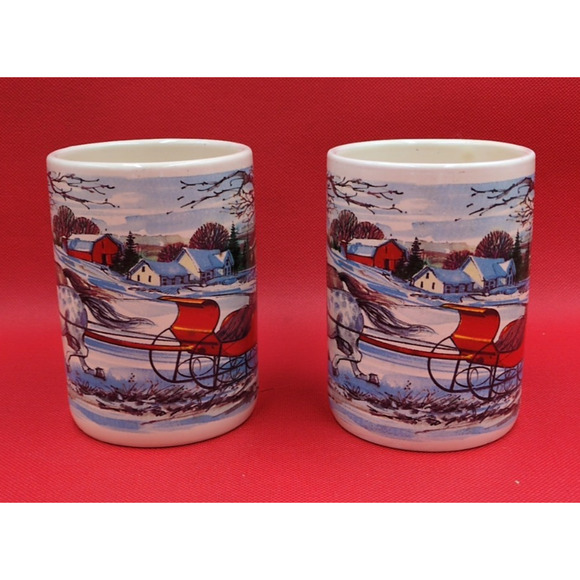 Victorian Christmas Mugs – Vintage Holiday Stoneware Set - Picture 6 of 15